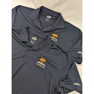 2) New No Tags Navy Golf Polo L Ahead Extreme USGA Oak Tree National Senior Open